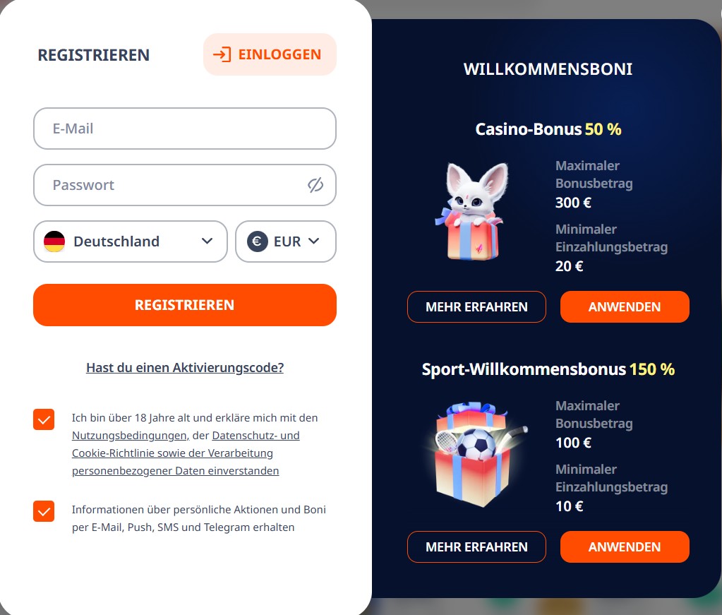 Monro Casino Registrierung